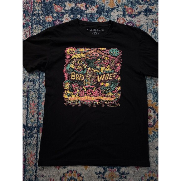 Killer Acid Other - Killer Acid Prevent Bad Vibes T Shirt Black Short Sleeve Psychedelic Size Medium
